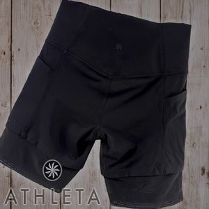 Athleta 7” shorts with side pockets. Color: Black. Size medium.